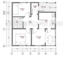 8x8 House 2 makuuhuoneen ala on 50 m2 pieni osa